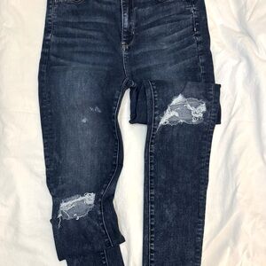 SOLD American Eagle, super high rise ripped jeggings, size 10 long